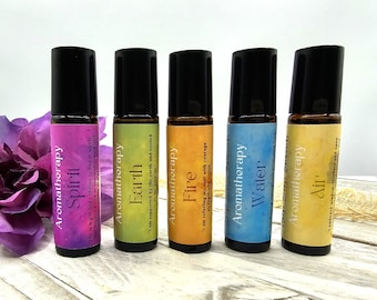 Aromatherapy Elements of the Universe Essential Oil Rollerball Choice of/10ml glass amber/Spa Gift/Self Care/Emotional Support/Affirmations