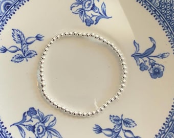 3mm Sterling Silver Beaded Bracelet