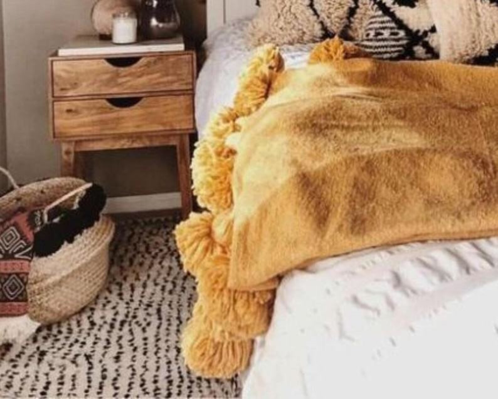 COZY BLANKET, WOVEN Blanket, Customized Mustard Yellow Throw Blanket
