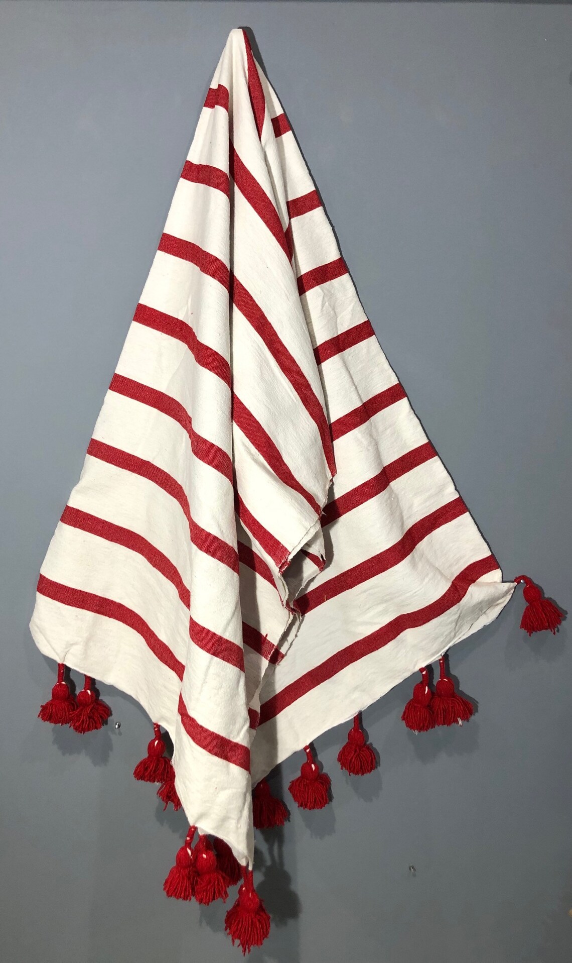 Moroccan Pom Pom Blanket and Throw Cotton Blanket Bohemian Etsy