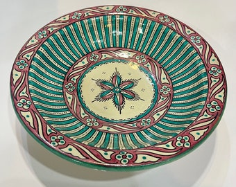 Big Moroccan plate/Bowl from Fez  handmade and hand painted Moroccan salad bowl Fez bowl Moorish Ceramic Glazed bowls