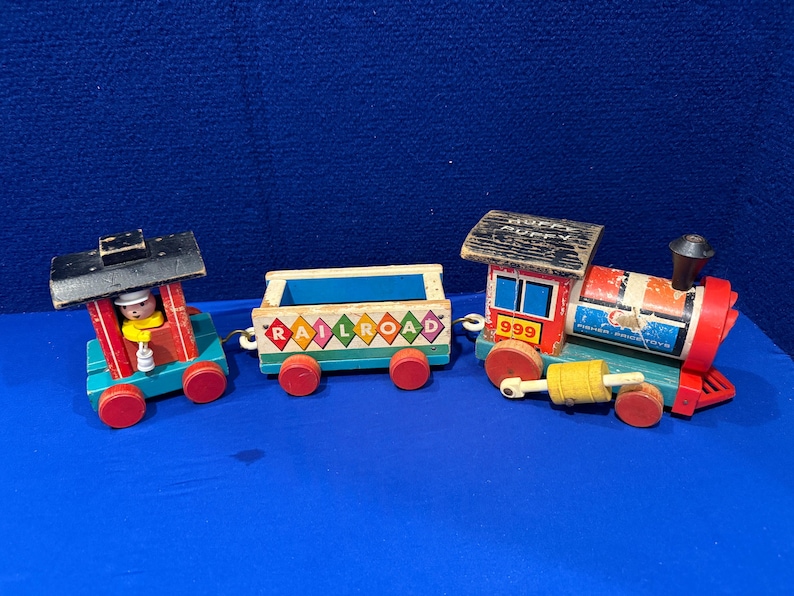 Huffty Raa Raa Train Set Vintage 1963 Wooden Fisher-price Huffy Puffy Train Set - Etsy