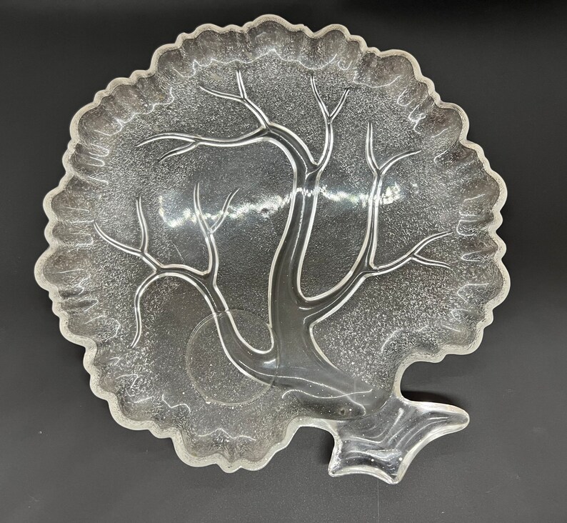 Glass Tree Shape Set of 5 Vintage Clear Frosted Glass Tree Shape Snack Plates - Etsy