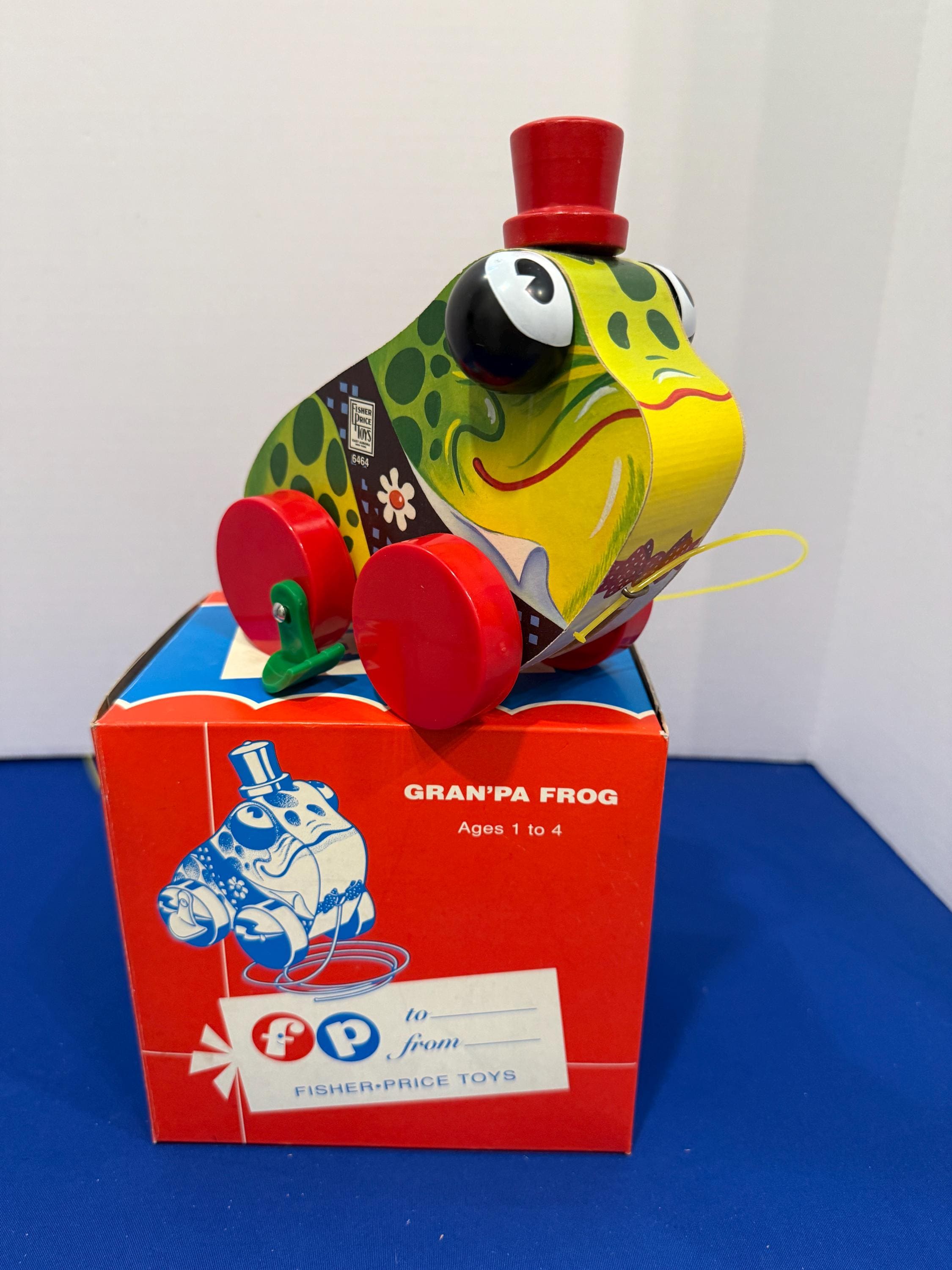 Fisher-price Gran'pa Frog Pull Toy 1994 Classic Reproduction