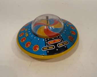 Vintage 1960s Japanese Tin Space Ship V-15 – Friction Toy UFO