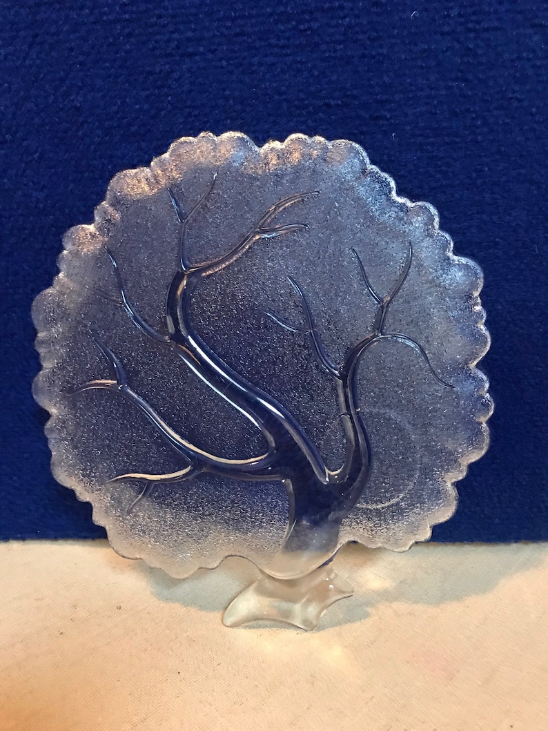 Glass Tree Shape Set of 5 Vintage Clear Frosted Glass Tree Shape Snack Plates - Etsy
