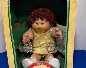Vintage 1984 Cabbage Patch Kids Sylvester Edward Coleco Doll, Box, Papers, Pacifier