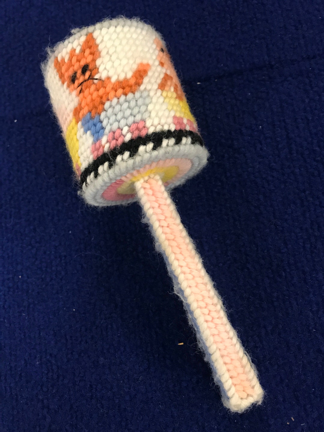 Vintage Handmade Baby Cross Stitch Rattle - Etsy