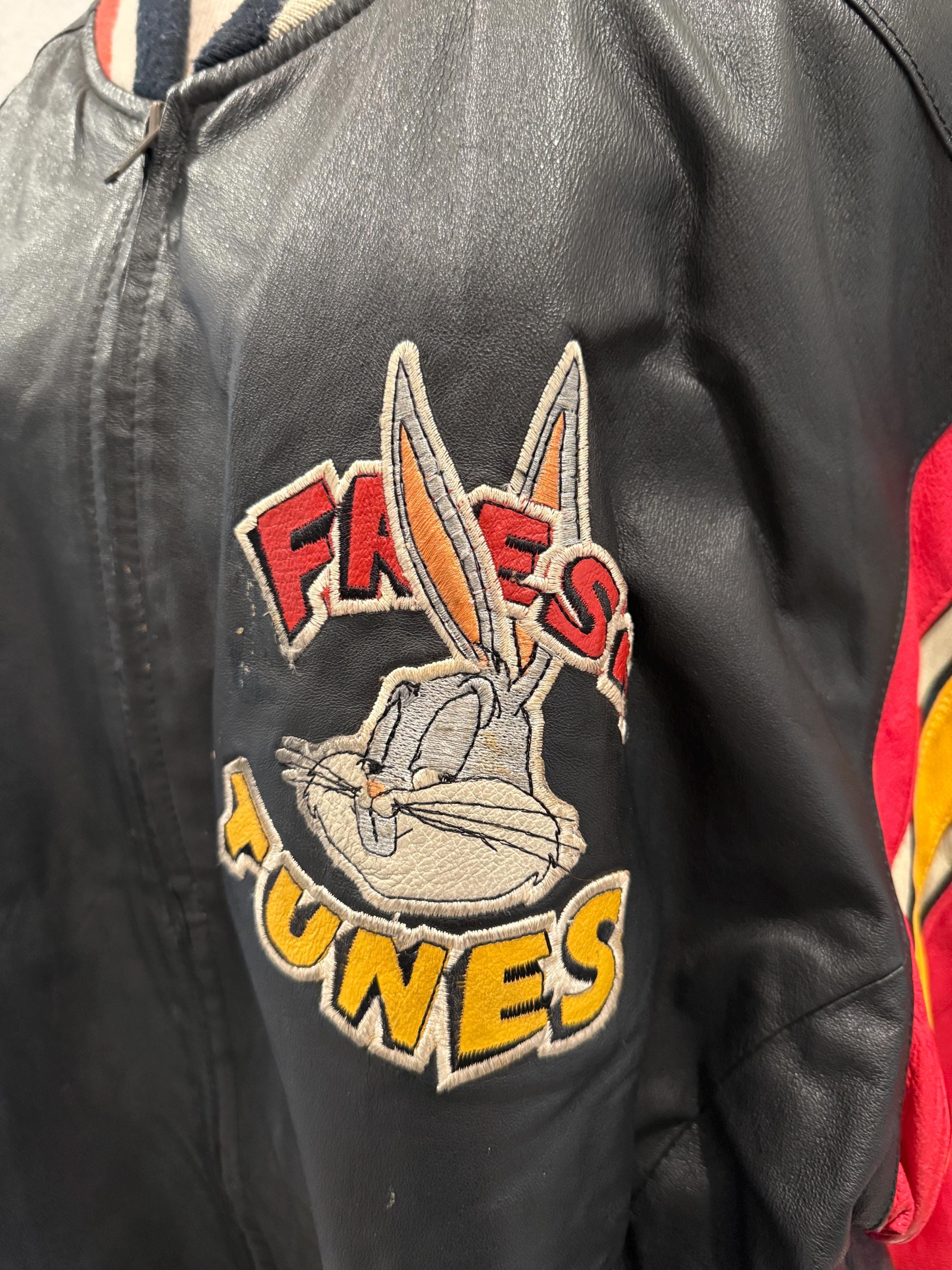 Vintage 1993 Looney Tunes Leather Jacket XXL, Mirage Bugs Bunny
