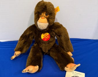Vintage Steiff Jocko Chimpanzee 12” Monkey 060250, Button in Ear, Chest Tag, Germany
