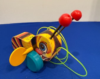 Vintage Fisher-Price Buzz Bee trekspeelgoed, model #6550, gemaakt in de VS.