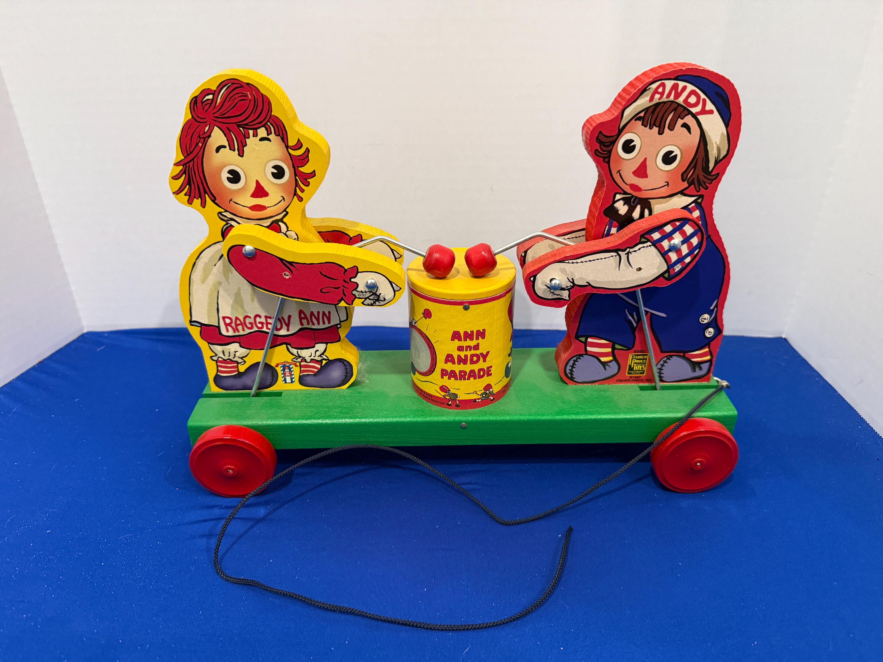 Vintage Fisher-price Raggedy Ann & Andy Parade Wooden Pull Toy - Etsy
