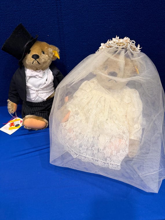 【Steiff】ヴィンテージウェディング ベア Steiff Bride and Groom Teddy Bear Set Made in West Germany 1980's