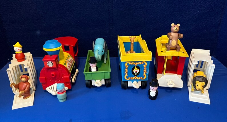 Train Fisher Price Circus Train Avec 4 Sujets - Années 70/80, Jouet Vintage Occasion