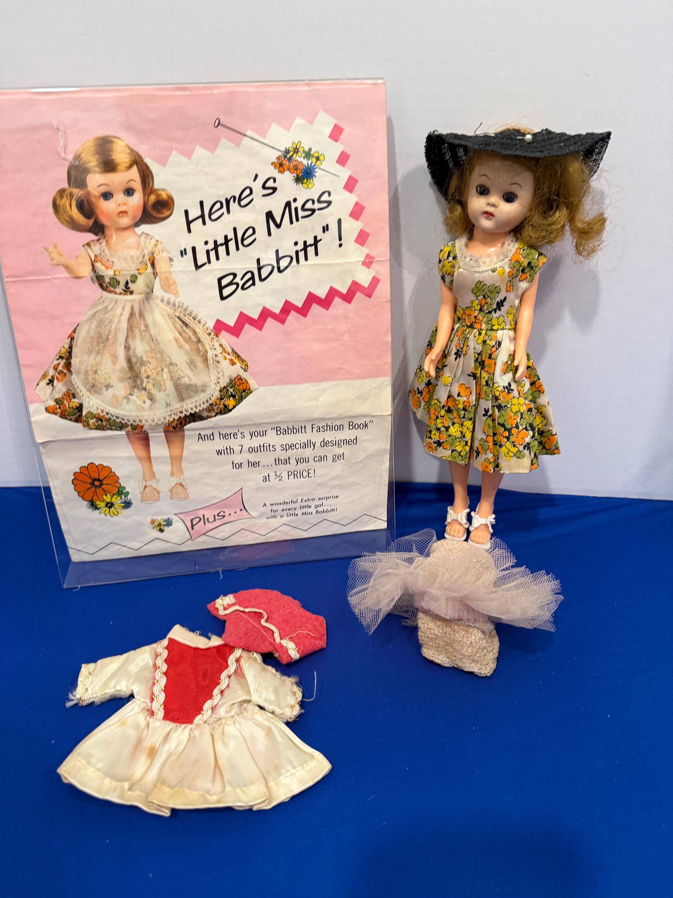 Vintage 1950s Little Miss Babbitt Doll • 10.5” Hard Plastic