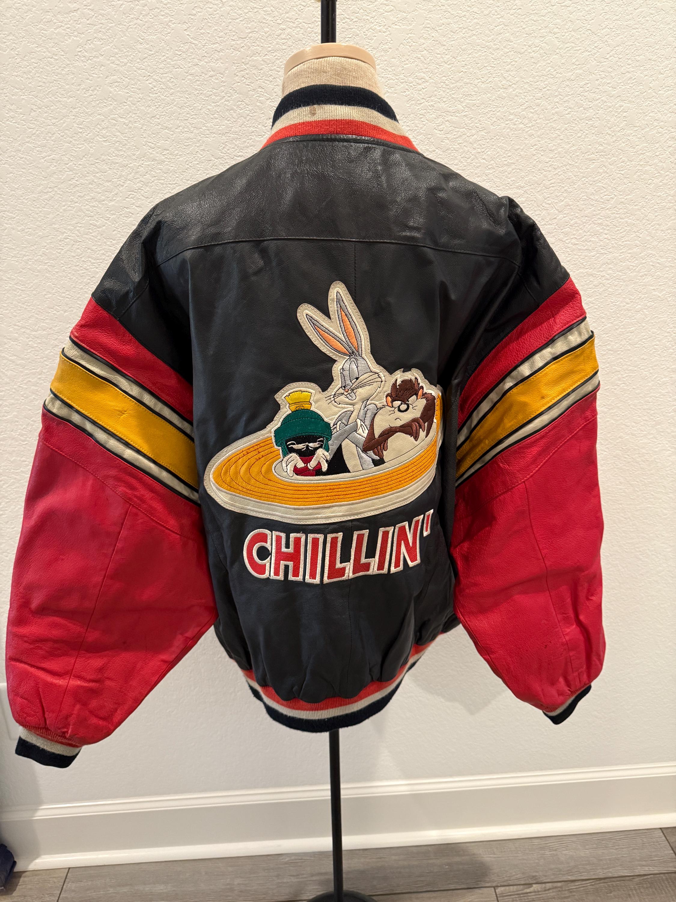 Vintage 1993 Looney Tunes Leather Jacket XXL, Mirage Bugs Bunny