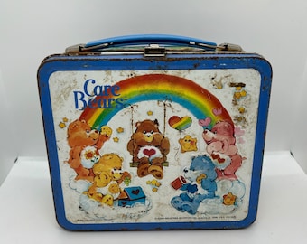 Vintage Metal Lunchbox Care Bears with Thermos circa 1983