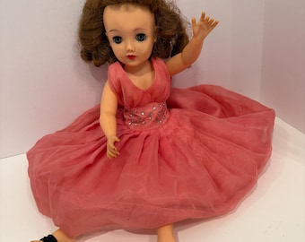 Vintage 1950s Ideal Revlon Doll – Brunette, Pink Gown (18 inch)