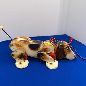 1961 Fisher Price Snoopy #131 Wooden Walking Pull Toy Hound Dog, East Aurora