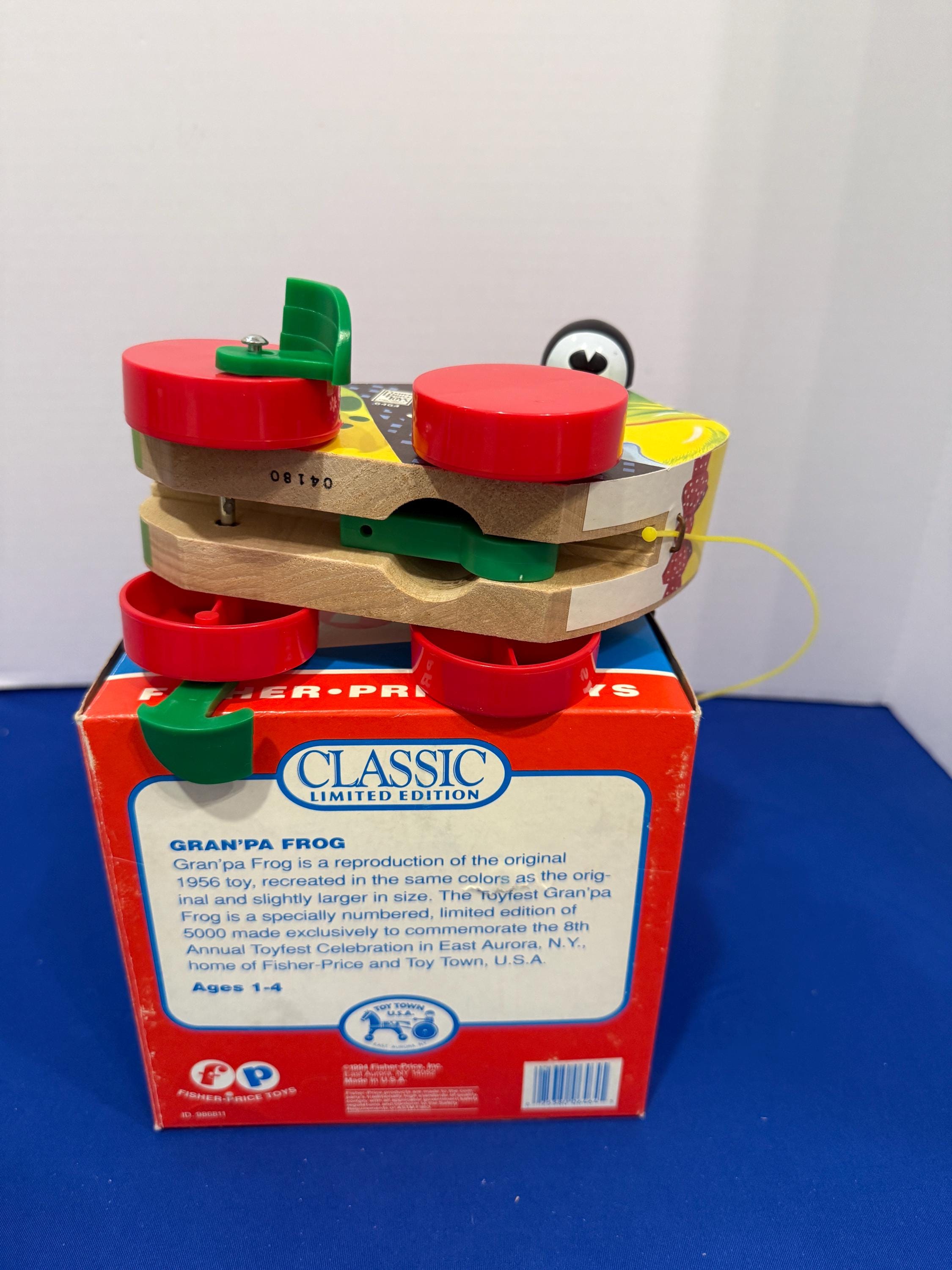 Fisher-price Gran'pa Frog Pull Toy 1994 Classic Reproduction