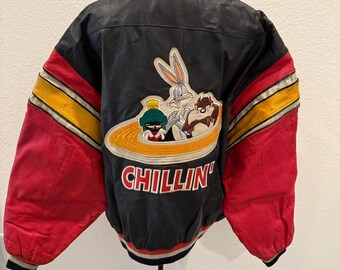 Vintage 1993 Looney Tunes Leather Jacket XXL, Mirage Bugs Bunny