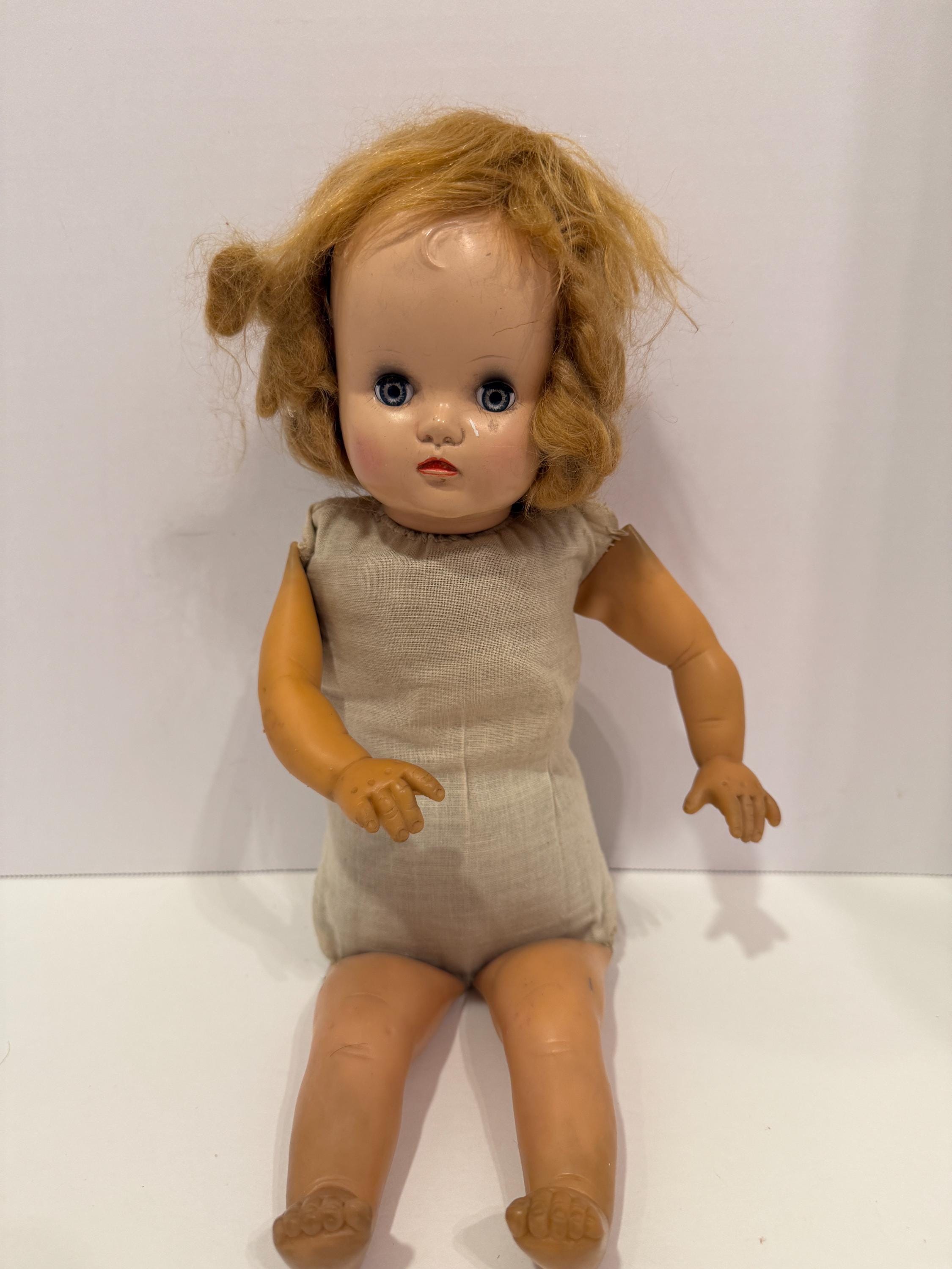 Vintage Horsman Composition Toddler Doll: Blue Sleep Eyes, Blonde