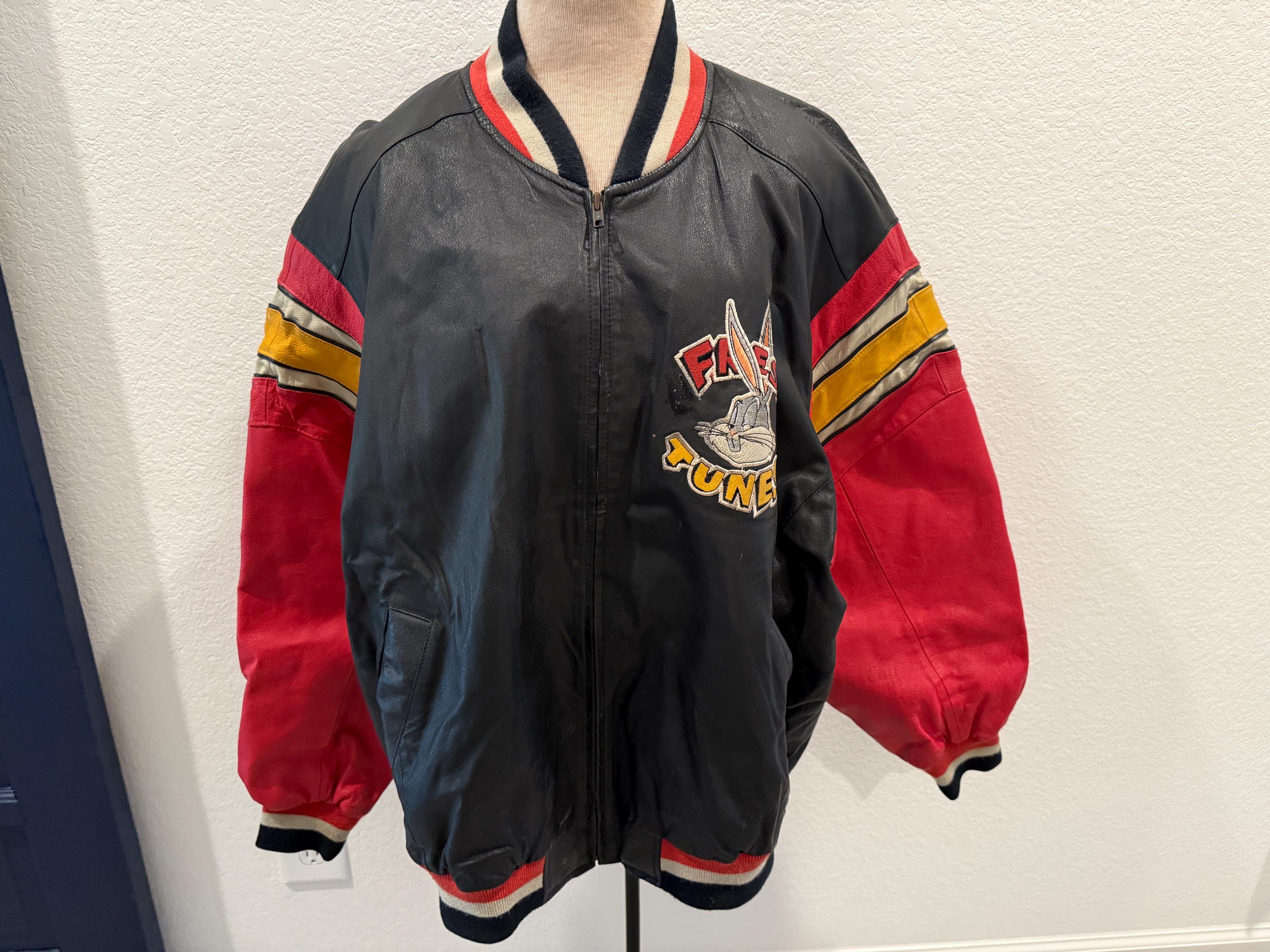 Vintage 1993 Looney Tunes Leather Jacket XXL, Mirage Bugs Bunny
