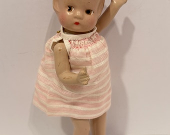 Vintage Effanbee Patsyette-pop uit de jaren 1930, samenstelling: 9 inch peuter