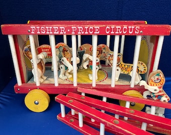 Fisher Price 1962 Wooden Circus Train Wagon not complete