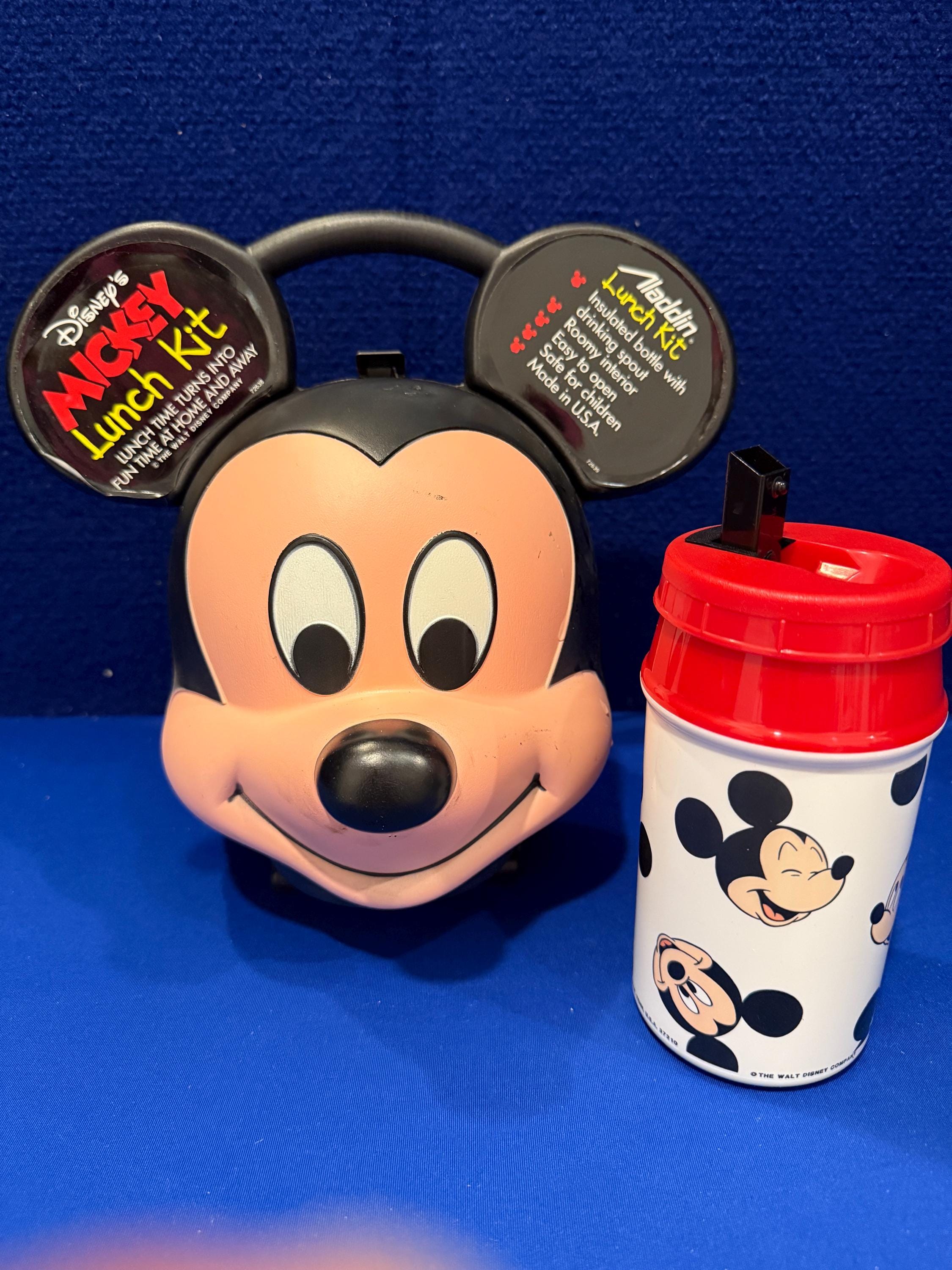 RARE Vintage NEW 1980's Mickey Mouse Head Lunch Box & Thermos