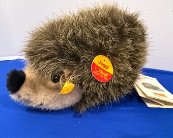 Vintage Steiff Joggi Hedgehog, Large 9” Mohair Plush, Germany, Button Ear Tag, Chest Tag