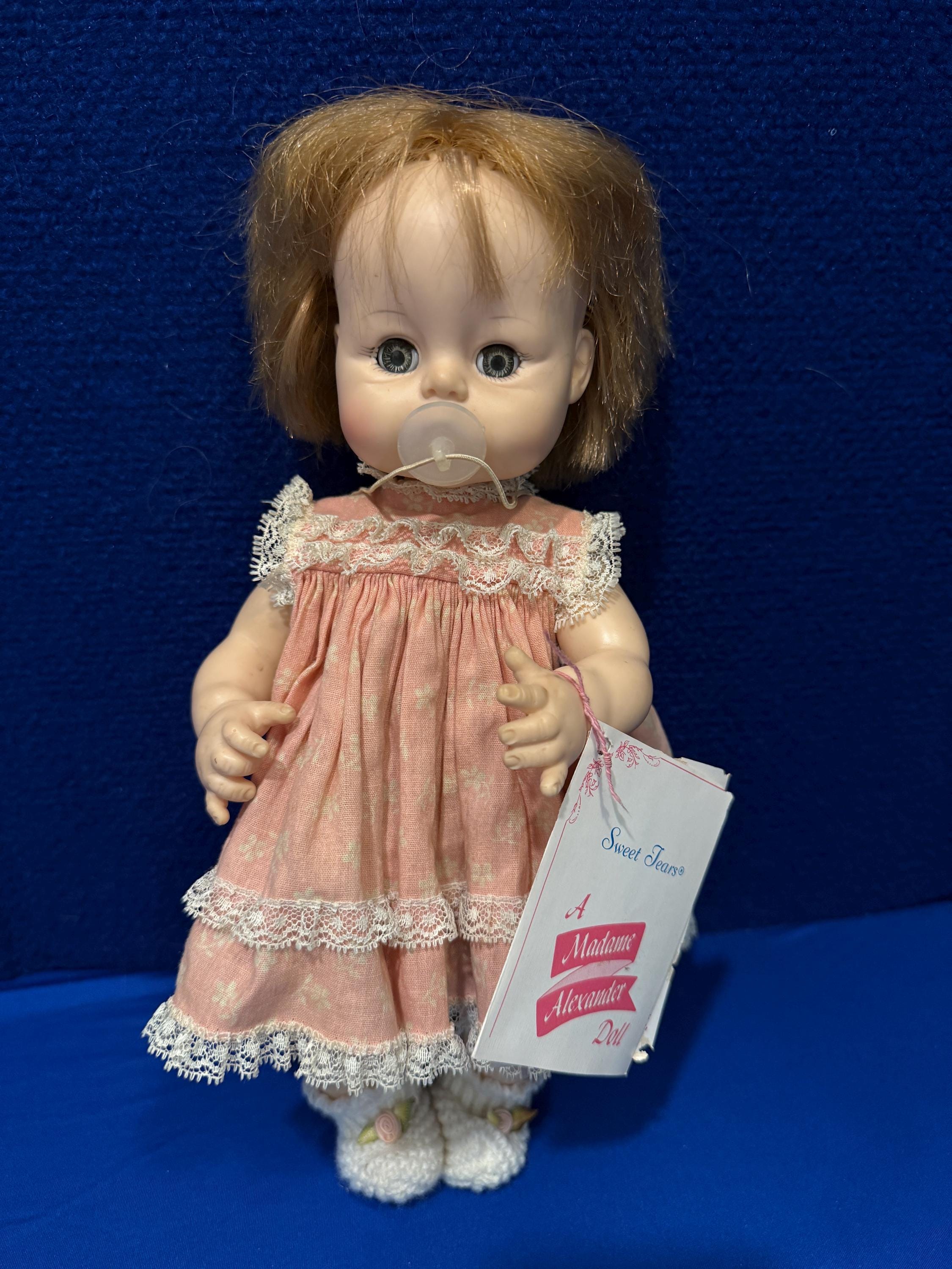 Vintage Madame Alexander 13” Sweet Tears Baby Doll with wrist tag and pacifier from 1965