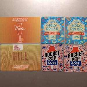 Craft Beer Magnet Southern Grist Brewing Rocket Pop Gose, Holy Roller IPA India Pale Ale, Mango Coconut Dressed Up Hill, Mosa