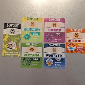 Craft Beer Magnet Sixpoint Brewing The PiffHazy DIPA, Pineapple Resin, Bklyn Sunny Citrus Lager, Oktoberfest, Wintry Fix