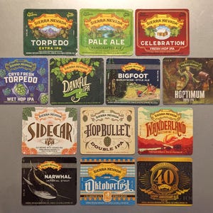 Craft Beer Magnet Sierra Nevada Torpedo Cryo, Pale Ale, Celebration, SideCar, Hop Bullet, Wanderland, Narwhal, 40th Anniversary, Oktoberfest