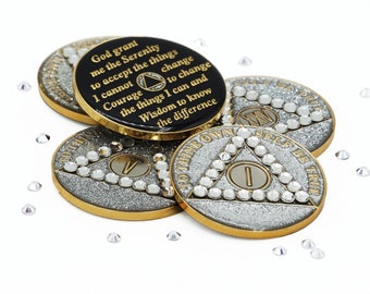 Crystallized Glitter Silver AA Coins