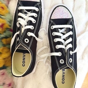 Swarovski Jeweled Converse Chuck Taylor All Stars Low Top - Shimmering White Woman&#39;s US 8