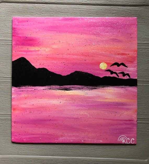 Pink Diamond Sunrise Painting | Etsy