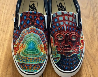 Custom Psychedelic Art Slip On Vans