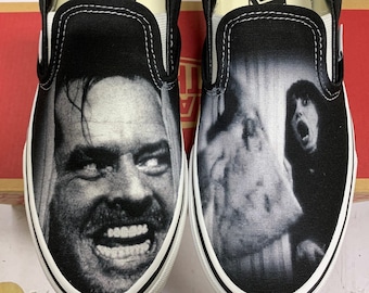 Custom The Shining Inspired Black Slip On Vans (Jack / Wendy)