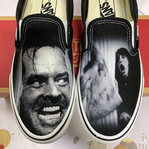 Custom The Shining Inspired Black Slip On Vans (Jack / Wendy)