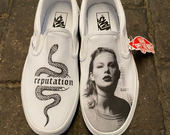 Custom Taylor Swift Inspired Slip On Vans (Reputation)