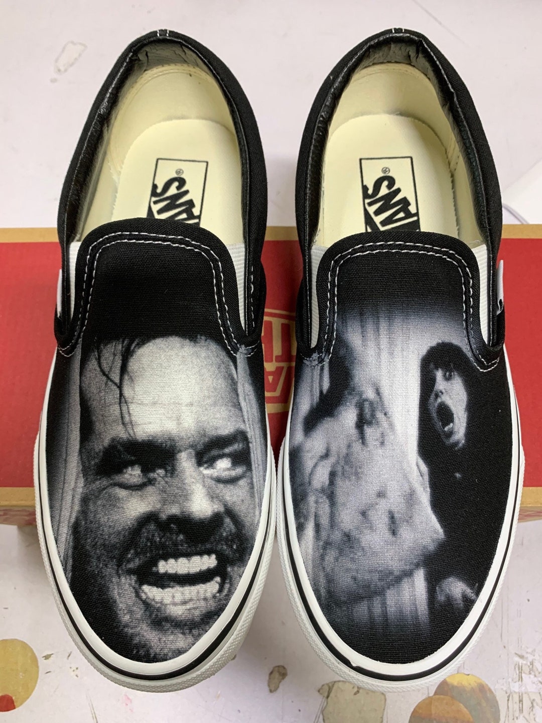 Custom the Shining Inspired Black Slip on Vans jack / Wendy Etsy