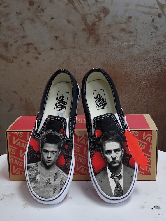 Custom Fight Club Inspired Black Slip on Vans brad Pitt / - Etsy Sweden