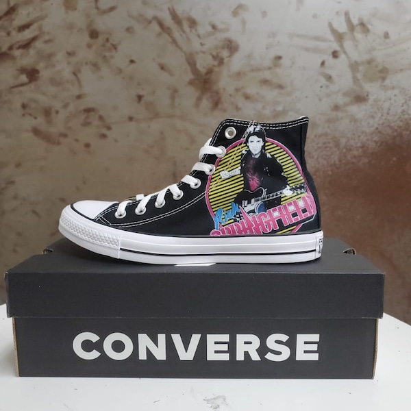 Custom Black Converse Chuck Taylor All Star High Tops - Personaliseer met elke afbeelding! Huisdieren, Kinderen, Bands, Shows...