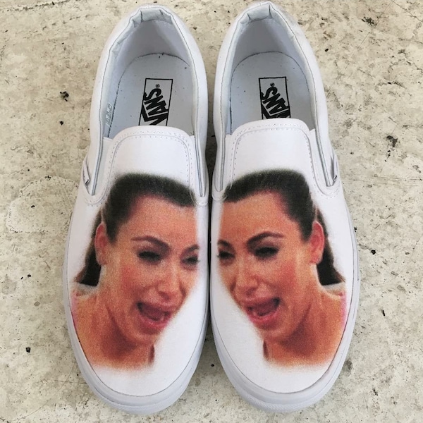 Custom White Slip On Vans - Personalize With Any Image! Pets, Kids, Bands, Shows...