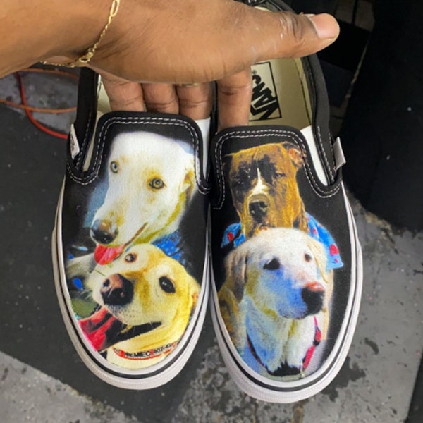 Custom Black Slip On Vans - Personalize With Any Image! Pets, Kids, Bands, Movies...