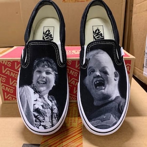 Custom Goonies Inspired Black Slip On Vans (Sloth / Chunk)