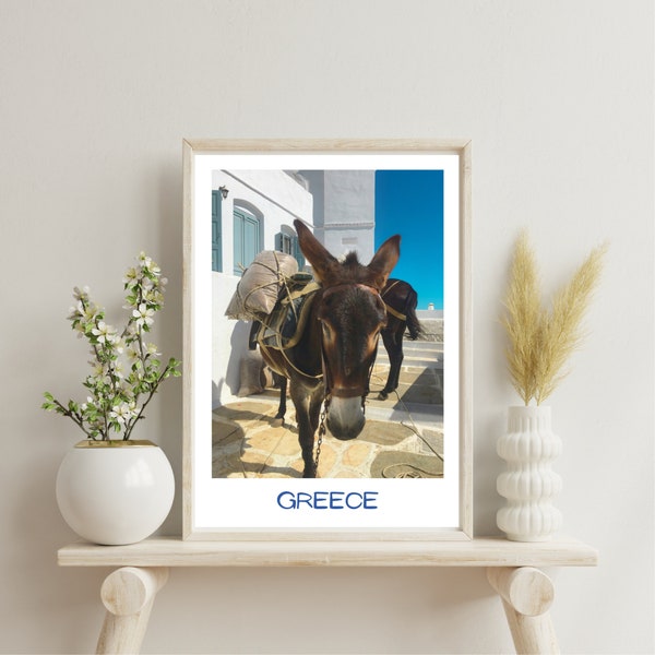 Greece Travel Print | Greece Poster | Greece Wall Art | Sifnos | Greece Wall Art | Greece Print | Greek Island | Greek Wall Decor | Donkey