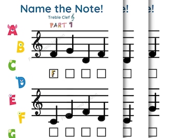 Music Theory for Children - Name the Note! Treble Clef CONTINUED (5 ...